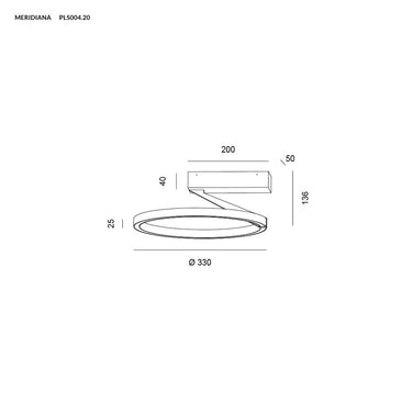 MERIDIANA lampada da parete/soffitto lamp 33W nero dimmerabile